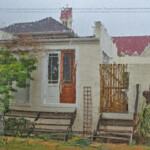 View through a rain-streaked window